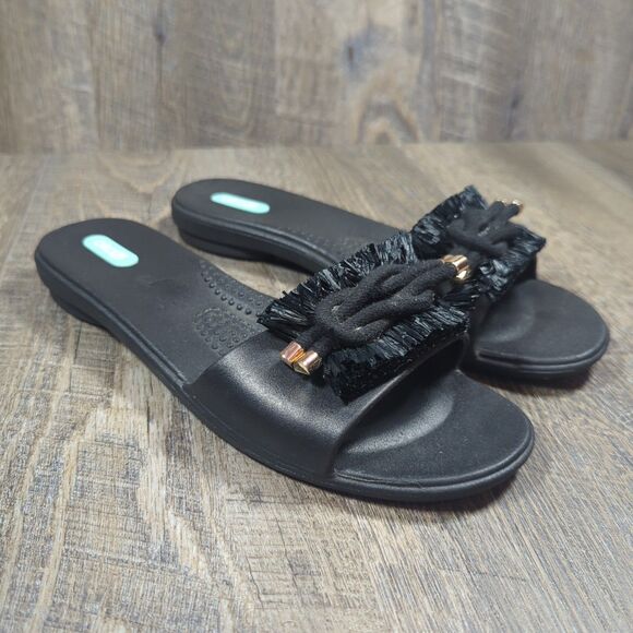 Oka-B Raffi Slide Women's Sandals Size M/L  8.5 Black Flats - Picture 1 of 13